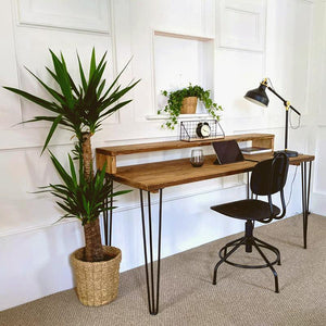 Rustic Desk with Monitor Shelf - RizAndMicaMake
