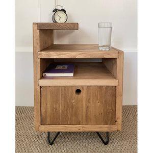 Bedside Unit with Drawer, Reclaimed Boards, Customisable Finish