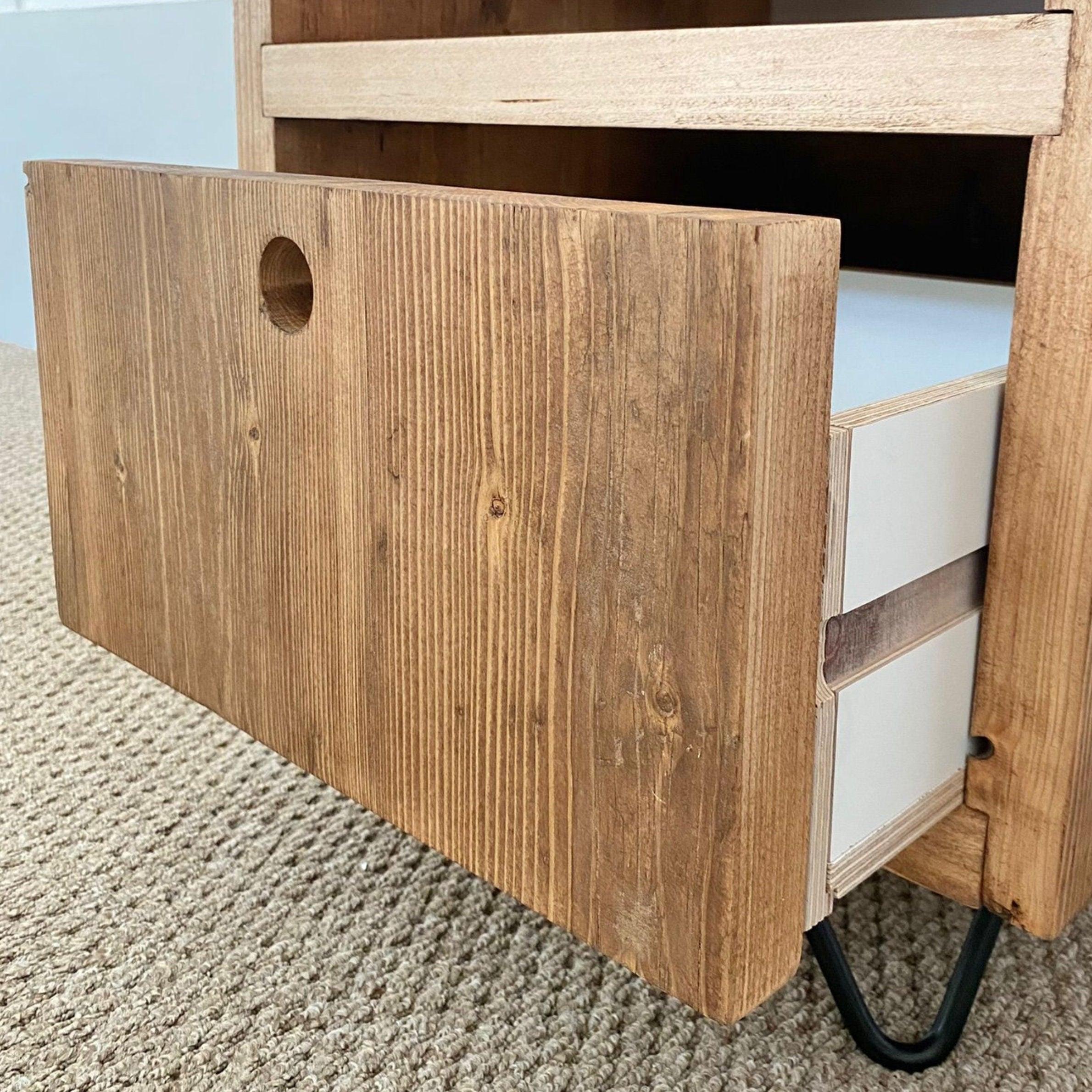 Bedside Unit with Drawer, Reclaimed Boards, Customisable Finish