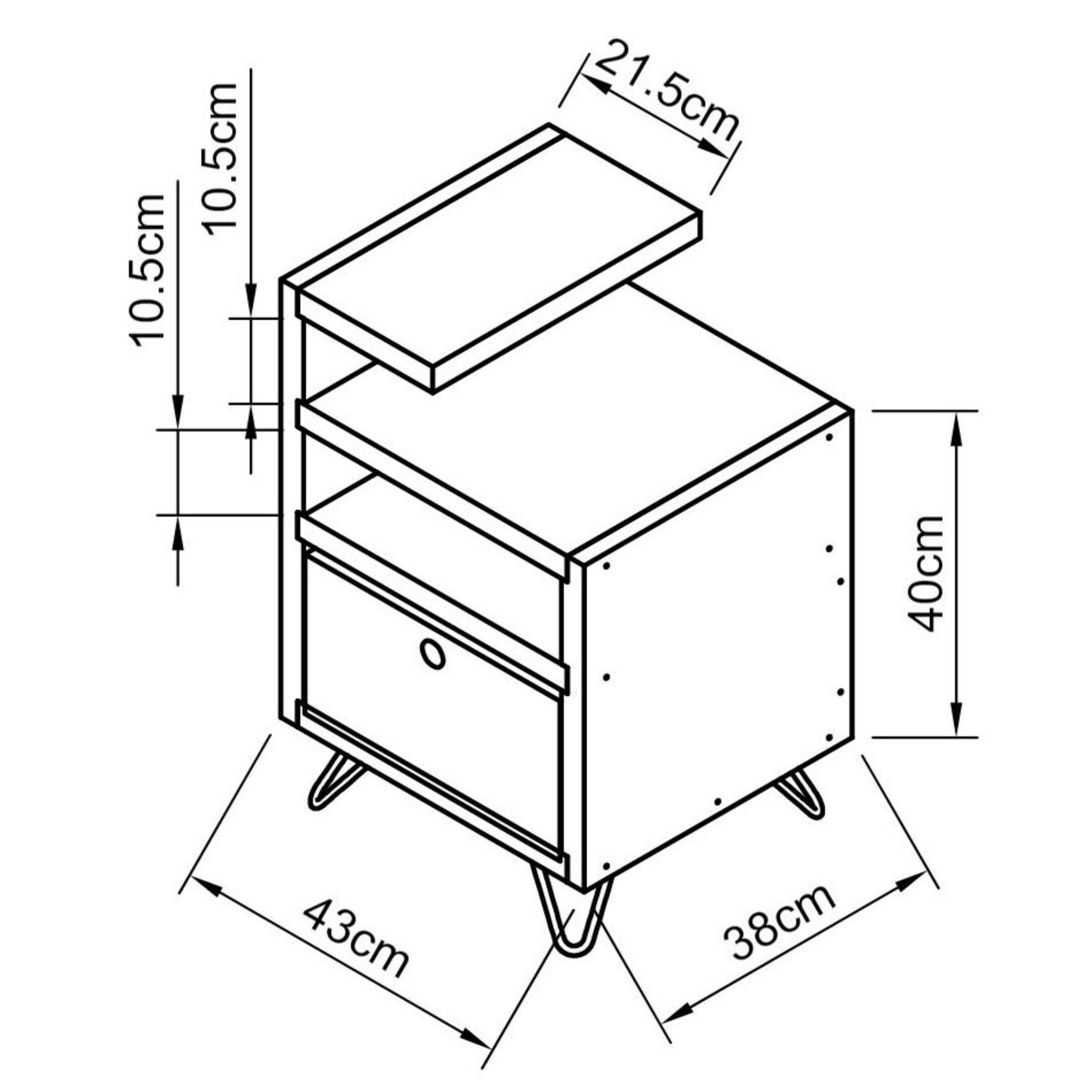 Bedside Unit with Drawer, Reclaimed Boards, Customisable Finish
