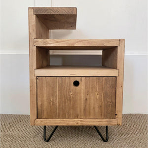 Bedside Unit with Drawer, Reclaimed Boards, Customisable Finish
