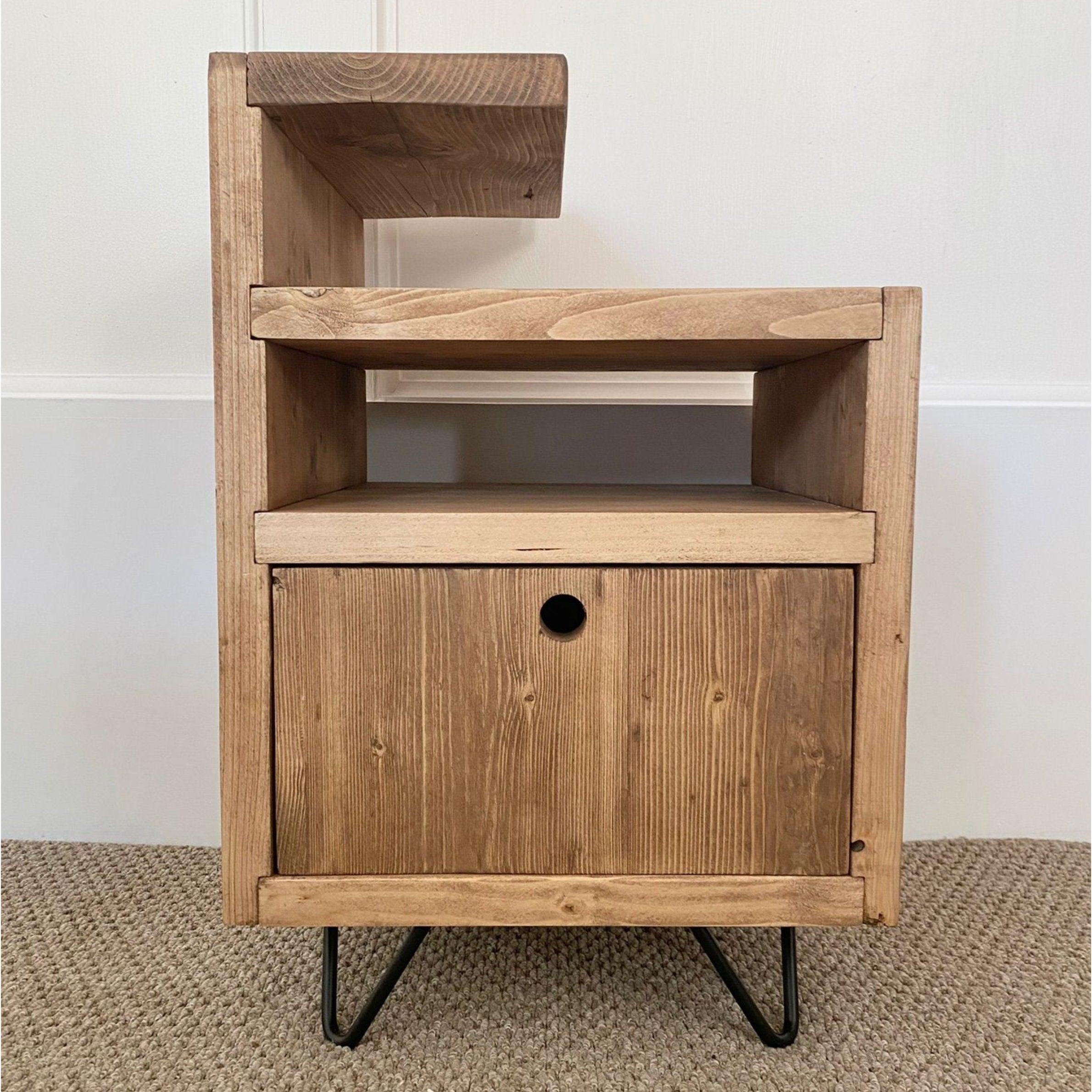 Bedside Unit with Drawer, Reclaimed Boards, Customisable Finish