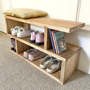 Wooden Shoe Rack, Reclaimed Boards, Customisable Finish