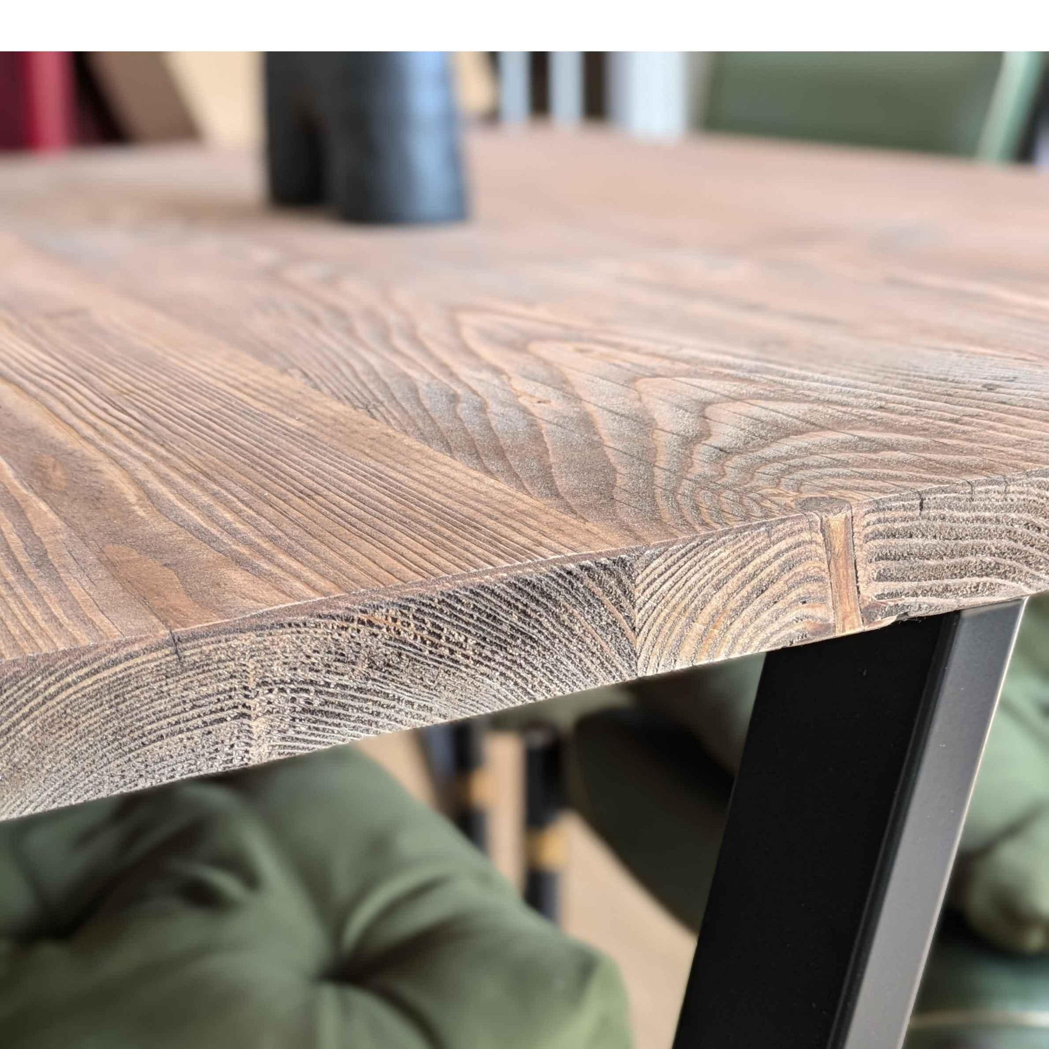 Blake Extendable Table BLAKE: Reclaimed Dining Table with Black A-Frame Legs - RizAndMicaMake
