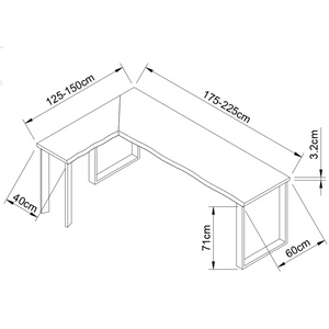 SAOIRSE: Reclaimed Corner Desk with Black Steel Legs + Uneven Edges, Customisable