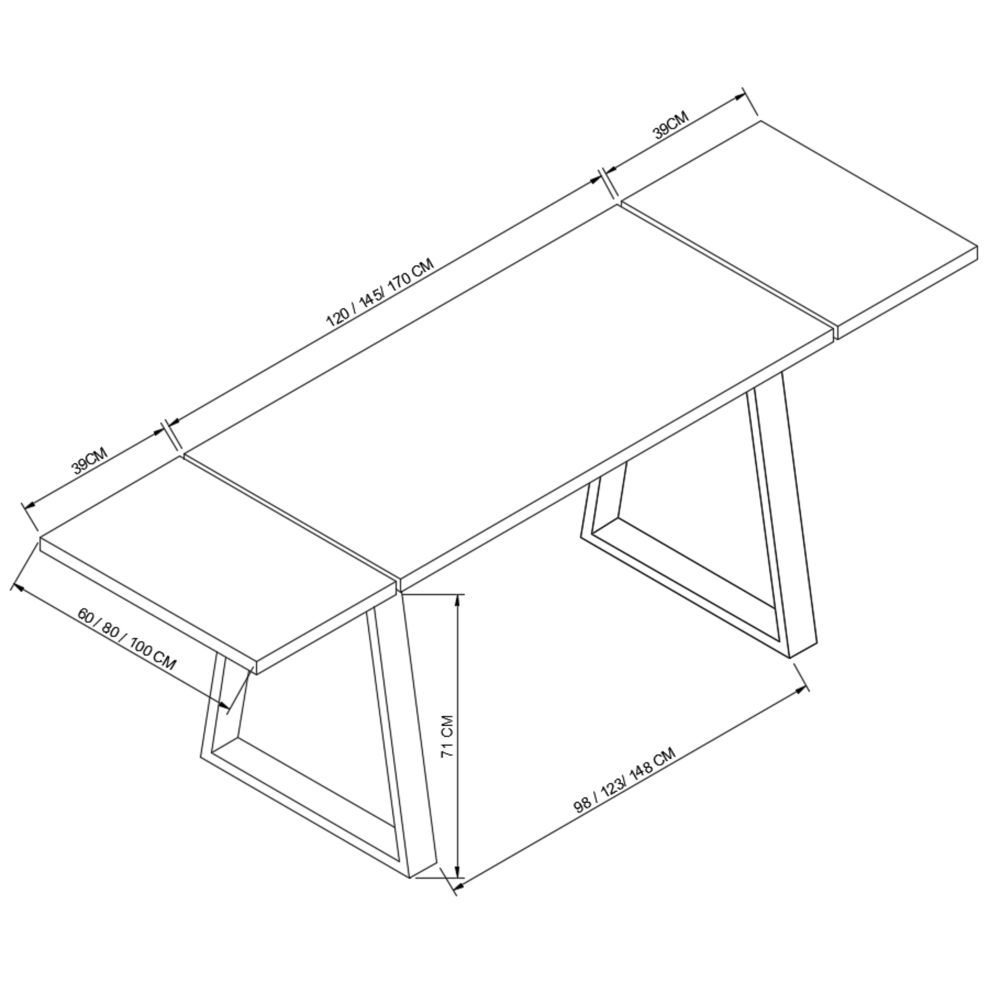 ASPA: Extending Dining Table With Black Box Steel Legs