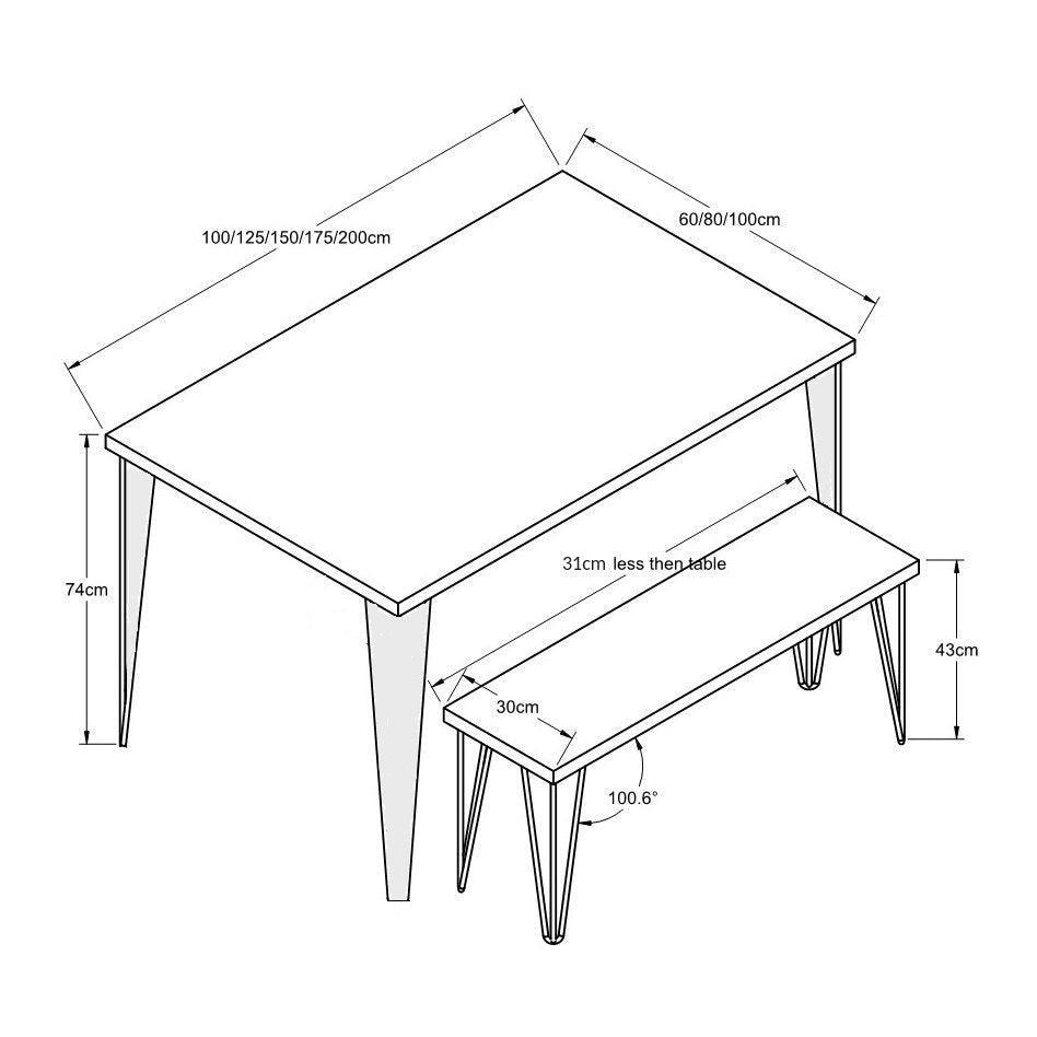 LENTL: Desk With Black Hairpin Box Legs