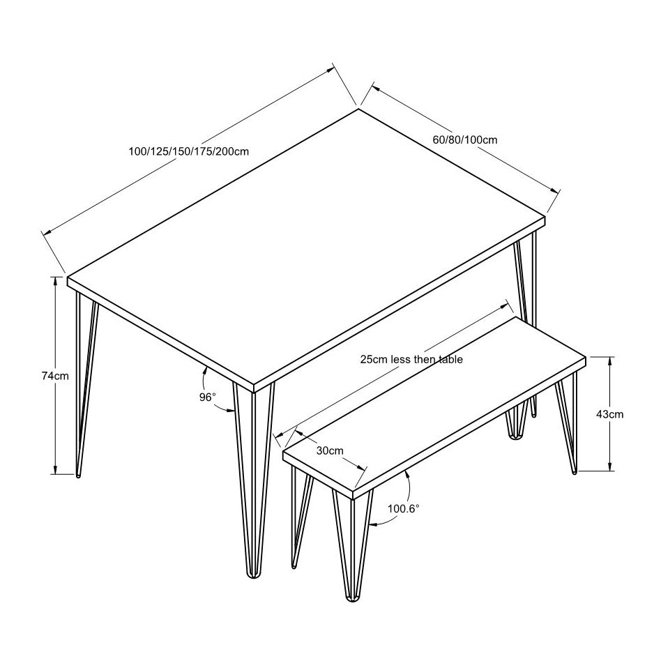 VERA : Table à manger en épingle à cheveux récupérée