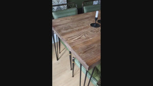 Thick Reclaimed Hairpin Dining Table, Handmade in the UK