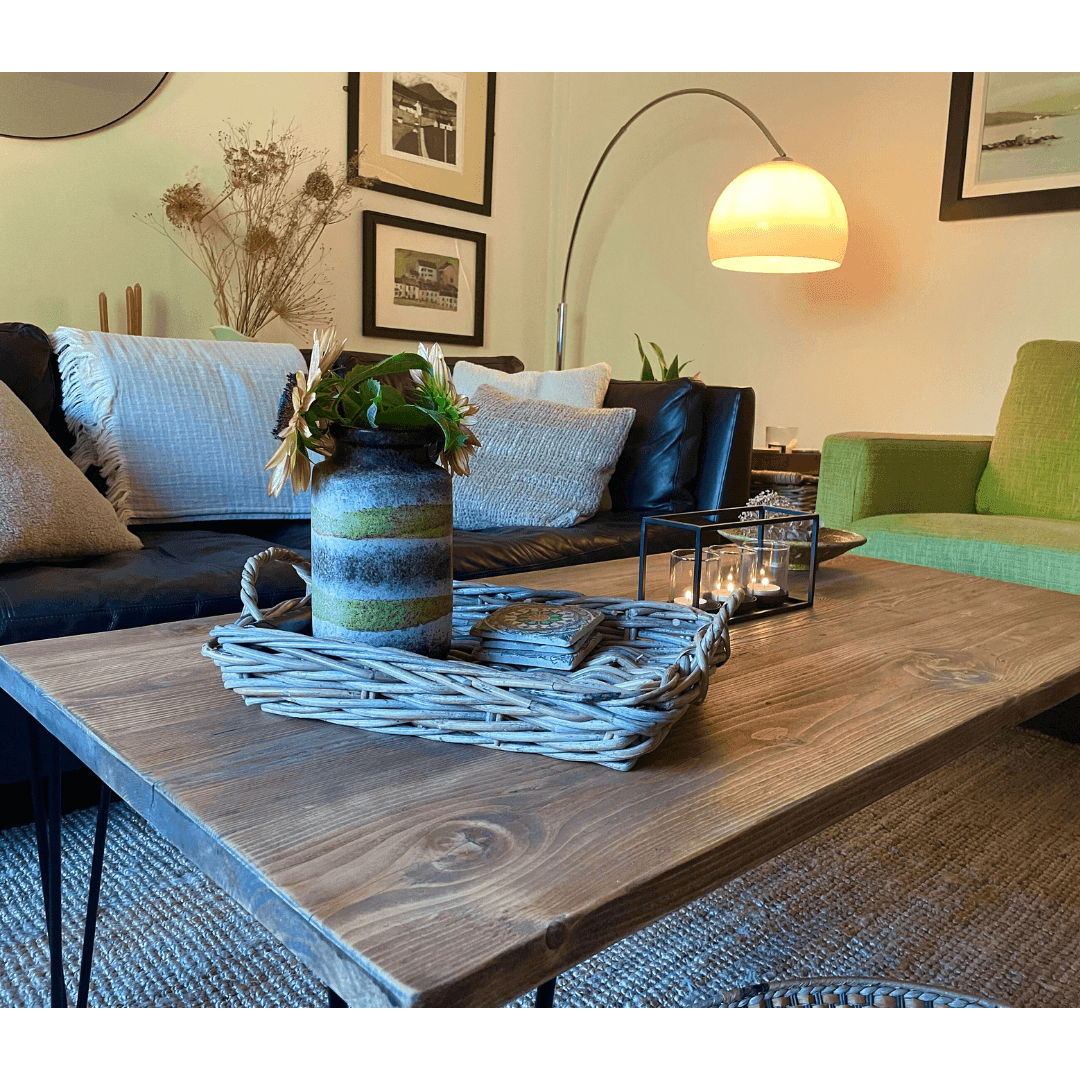 Coffee Table With Black Hairpins - RizAndMicaMake
