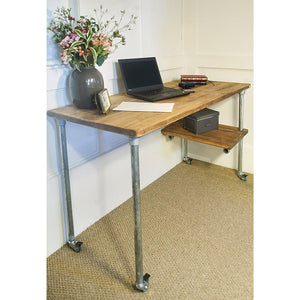 Scaffold Desk with Shelf+Wheels - RizAndMicaMake