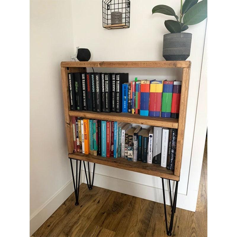 Reclaimed Bookshelf Shelving Unit With Hairpins - RizAndMicaMake