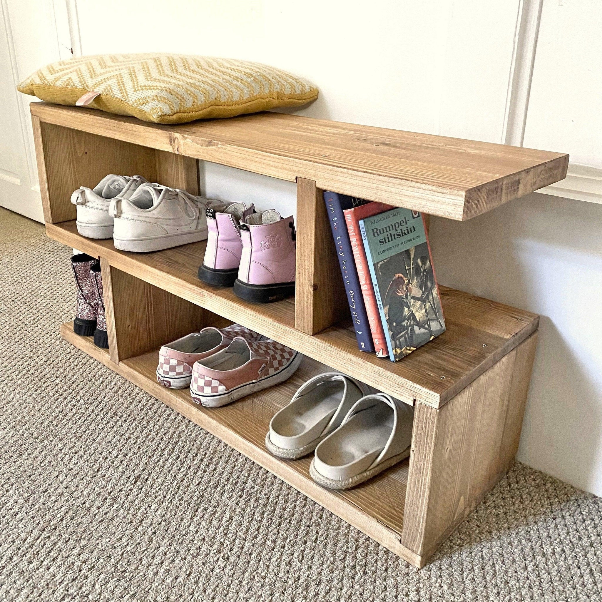 Shoes Rack Monogram ANA: Reclaimed Wooden Shoe Rack - RizAndMicaMake